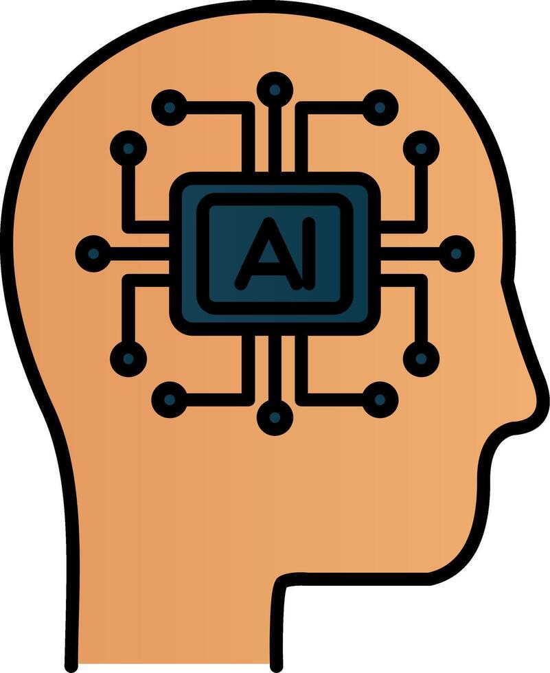 Artificial Intelligence Line Filled Gradient  Icon vector