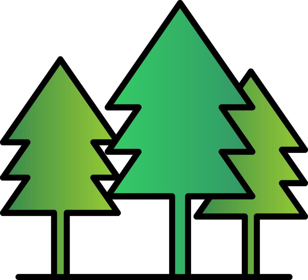 Tree Line Filled Gradient  Icon vector