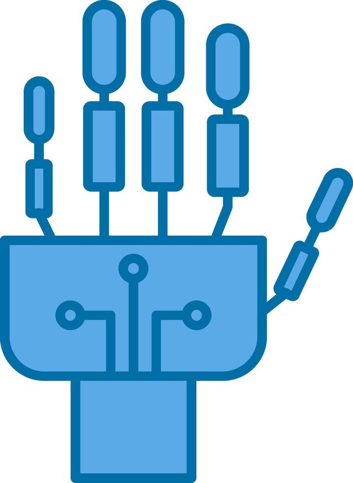 robótica mano lleno azul icono vector