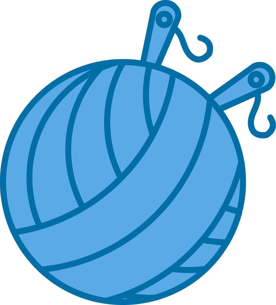 hilo pelota lleno azul icono vector