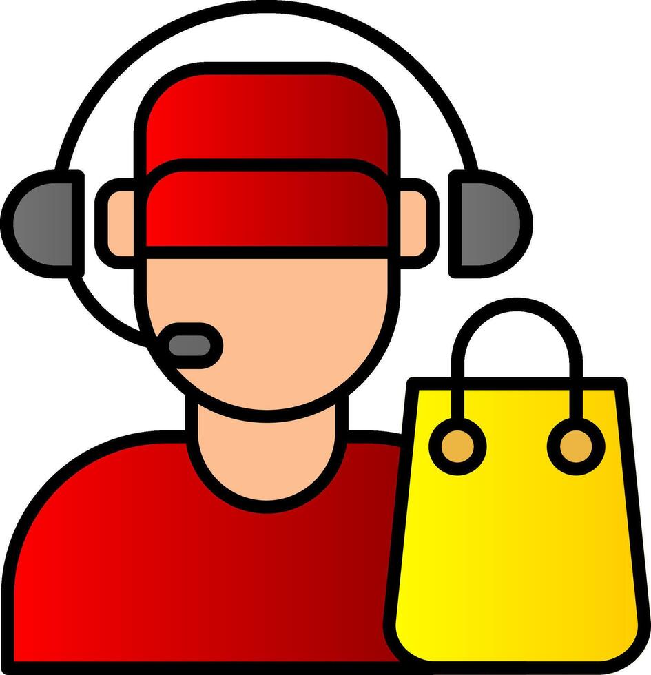 Customer Service Agent Line Filled Gradient  Icon vector