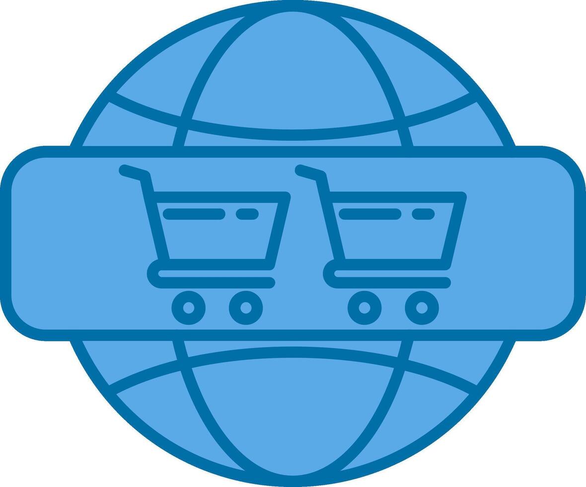 en línea compras lleno azul icono vector