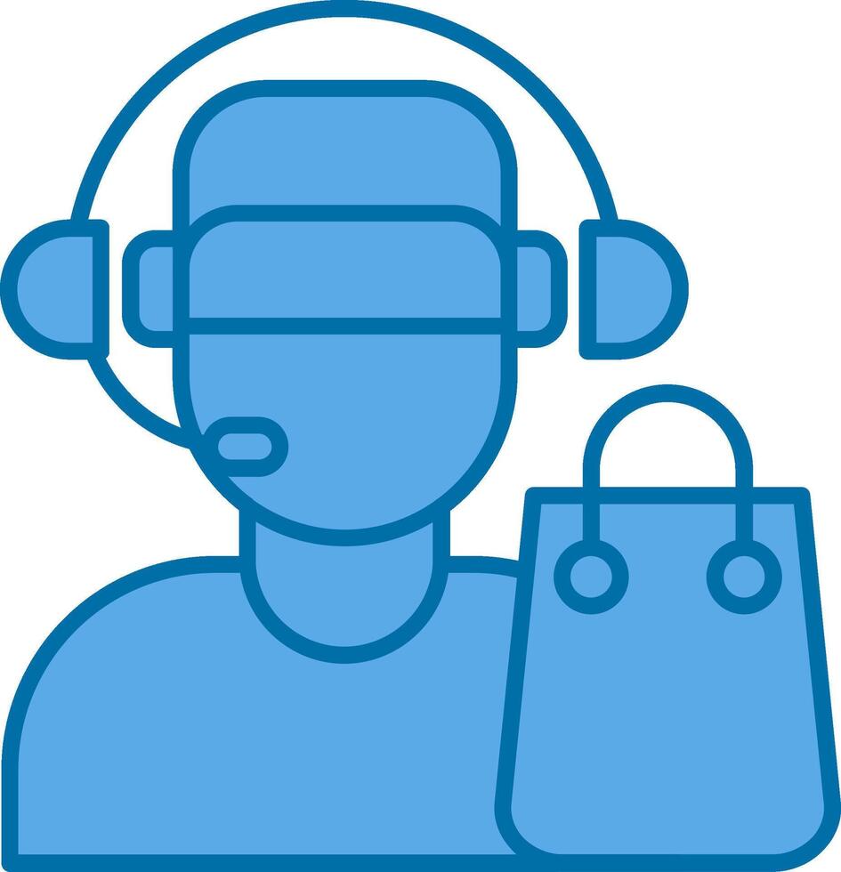 Customer Service Agent Filled Blue  Icon vector