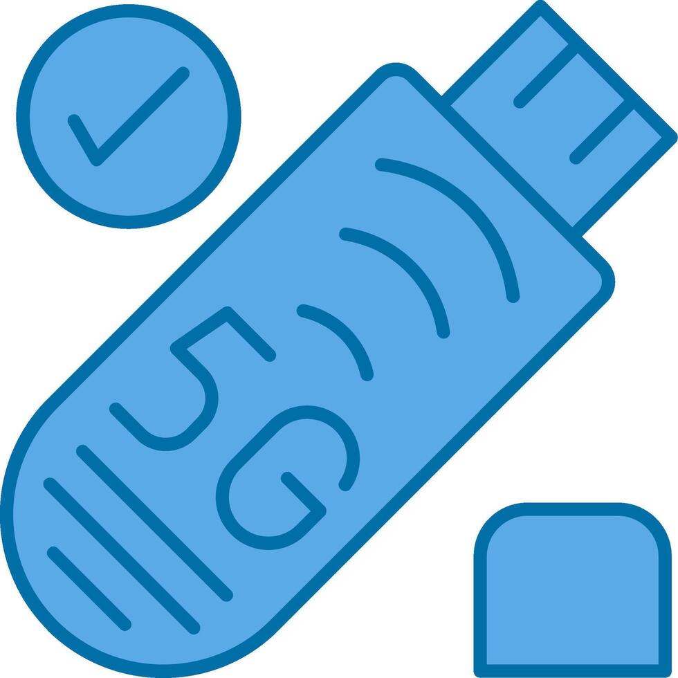 Usb Stick Filled Blue  Icon vector