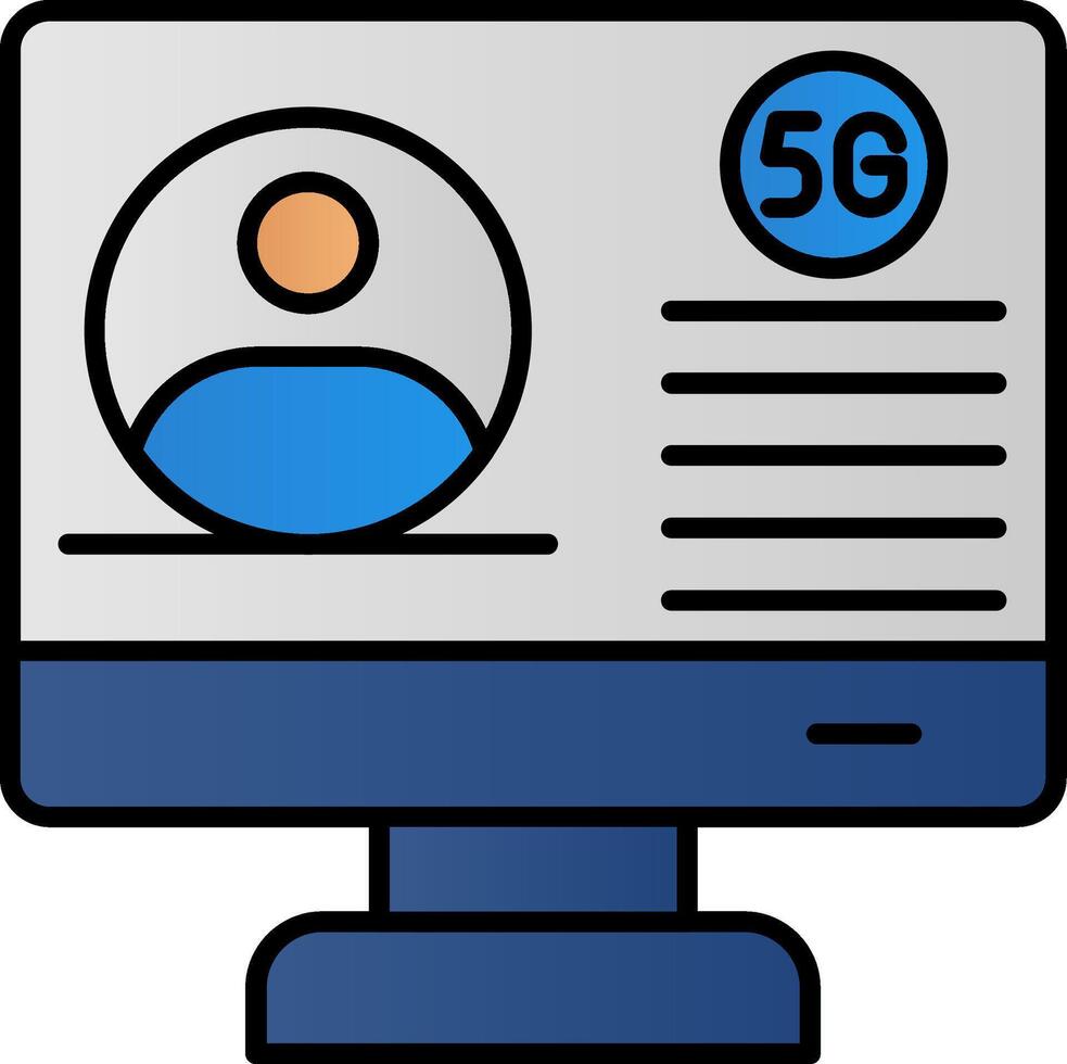 Video Conference Line Filled Gradient  Icon vector