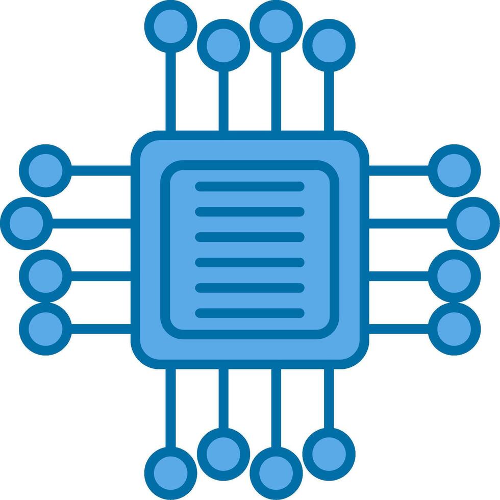 Computer Chip Filled Blue  Icon vector