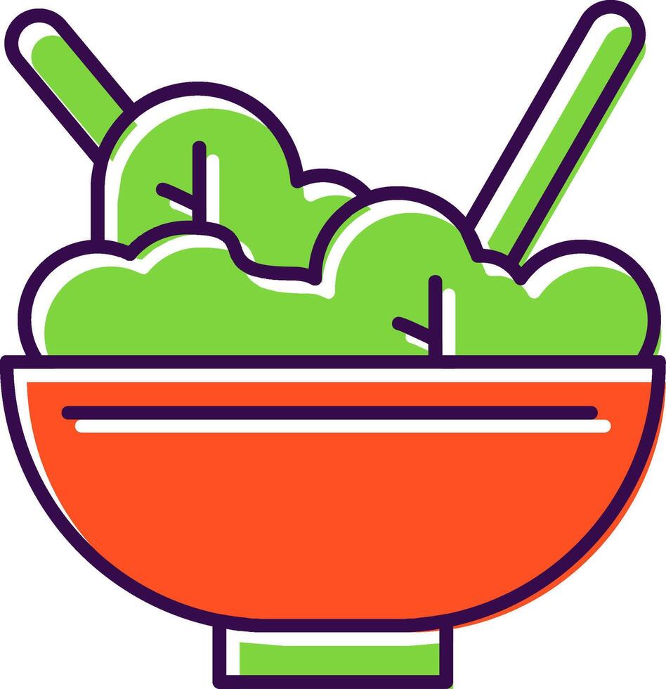 Salad Bowl Filled  Icon vector