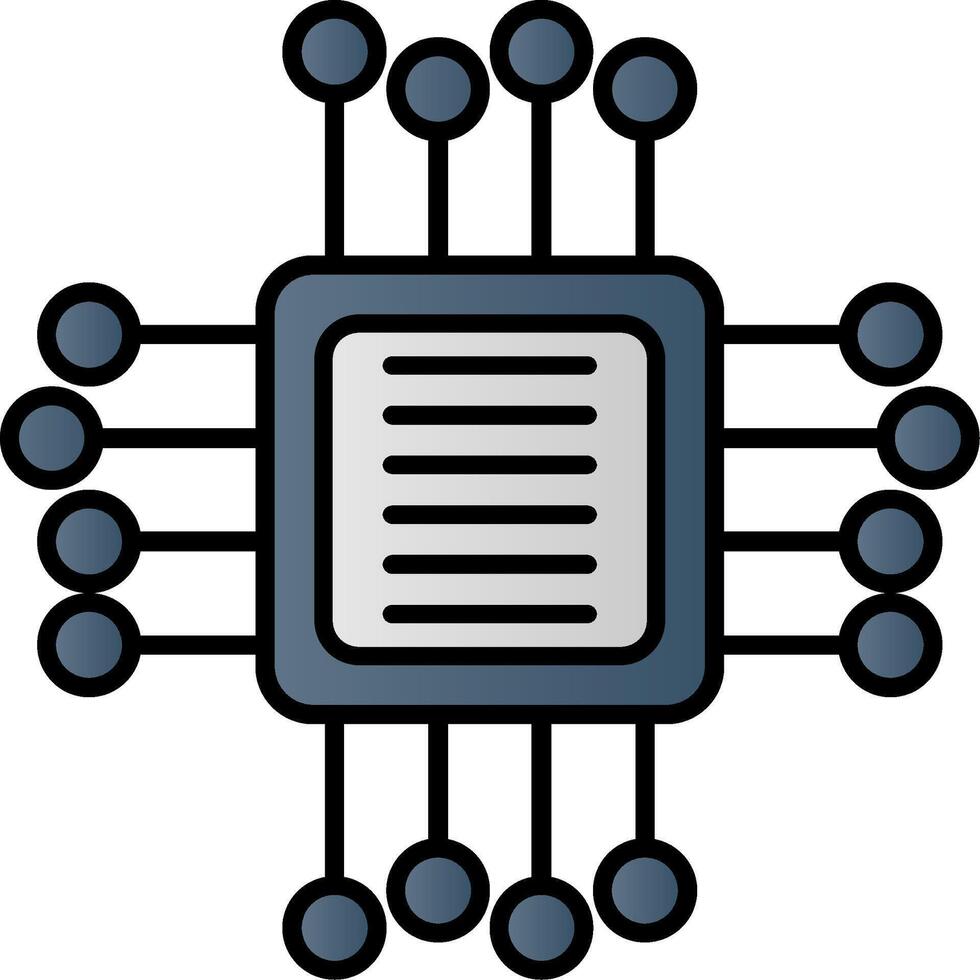 Computer Chip Line Filled Gradient  Icon vector