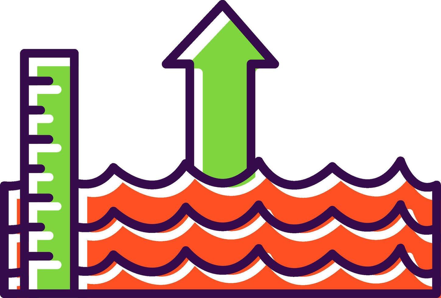 Sea Level Rise Filled  Icon vector