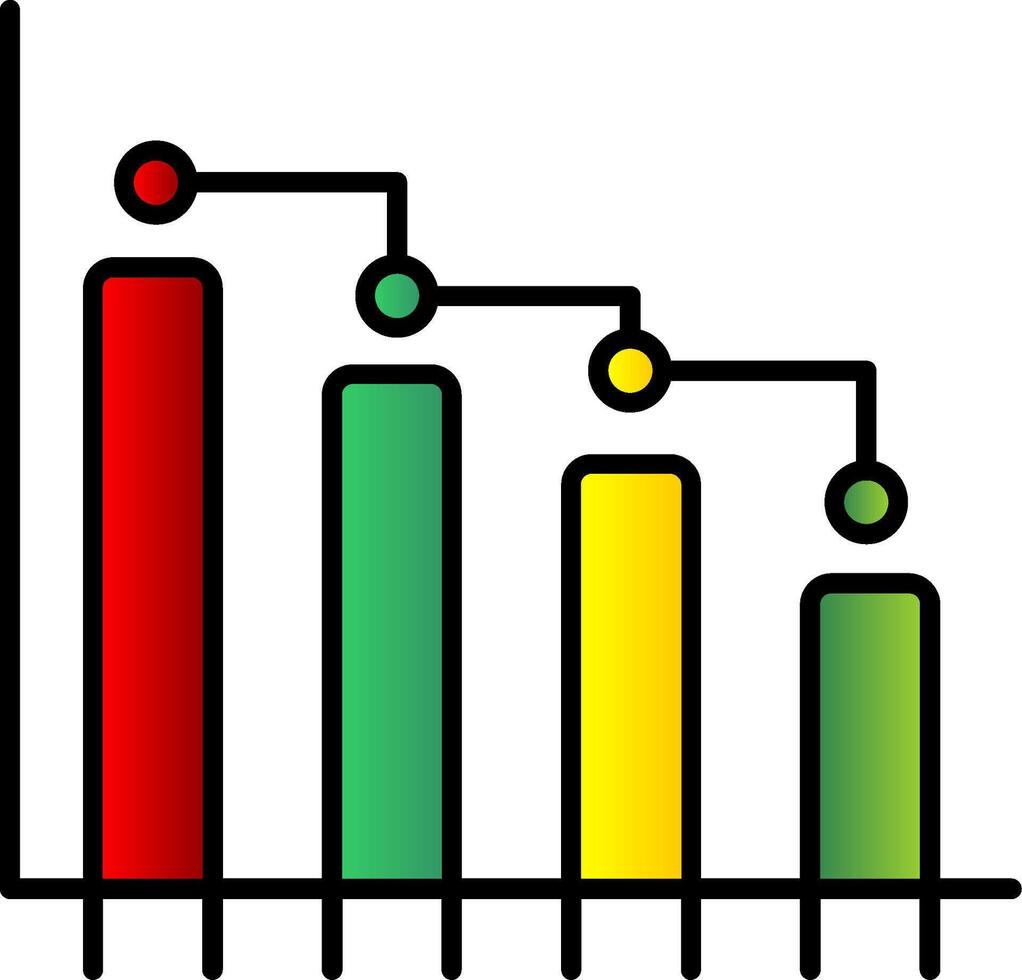 Bar Graph Line Filled Gradient  Icon vector