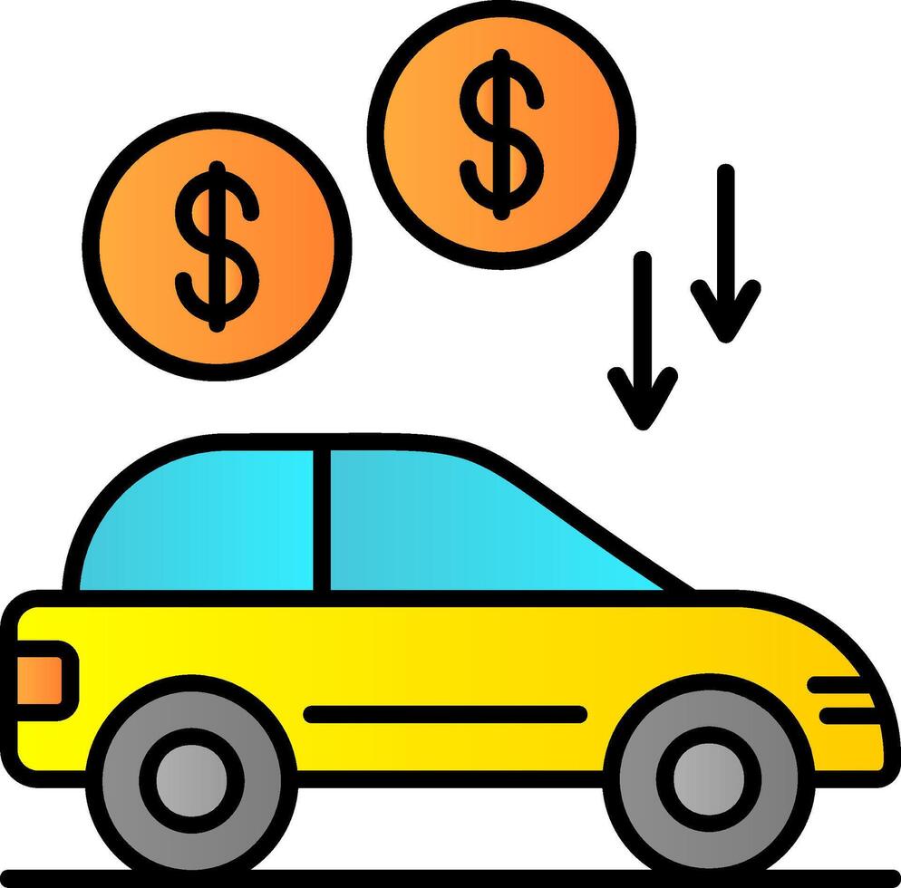 Car Loan Line Filled Gradient  Icon vector