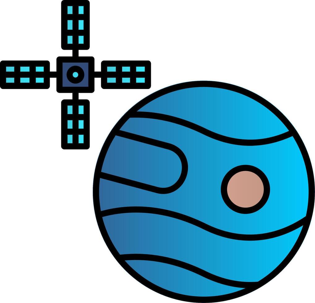 Uranus With Satellite Line Filled Gradient  Icon vector