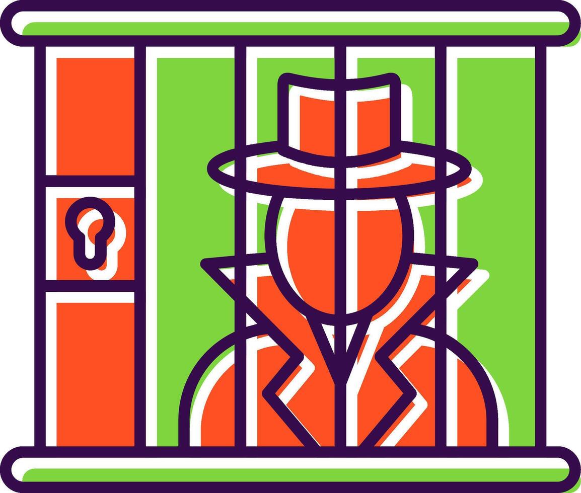 Criminal behind bars Filled  Icon vector