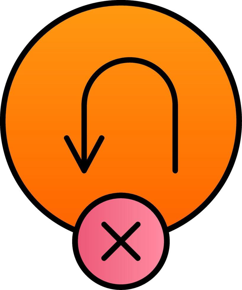 No U Turn Line Filled Gradient  Icon vector