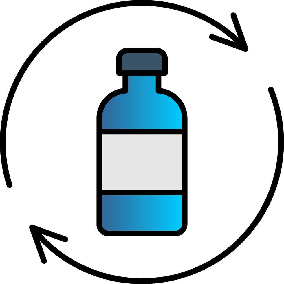 Bottle Recycling Line Filled Gradient  Icon vector