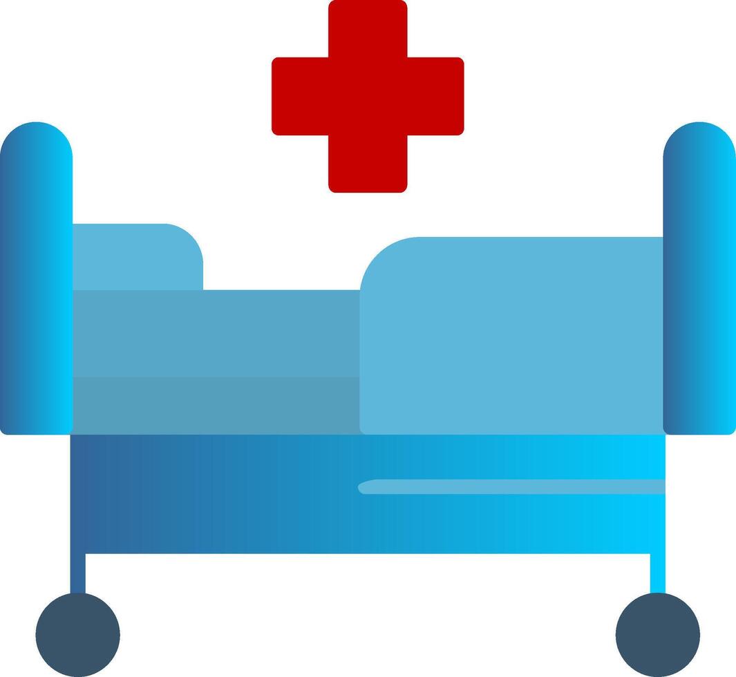 hospital cama plano degradado icono vector