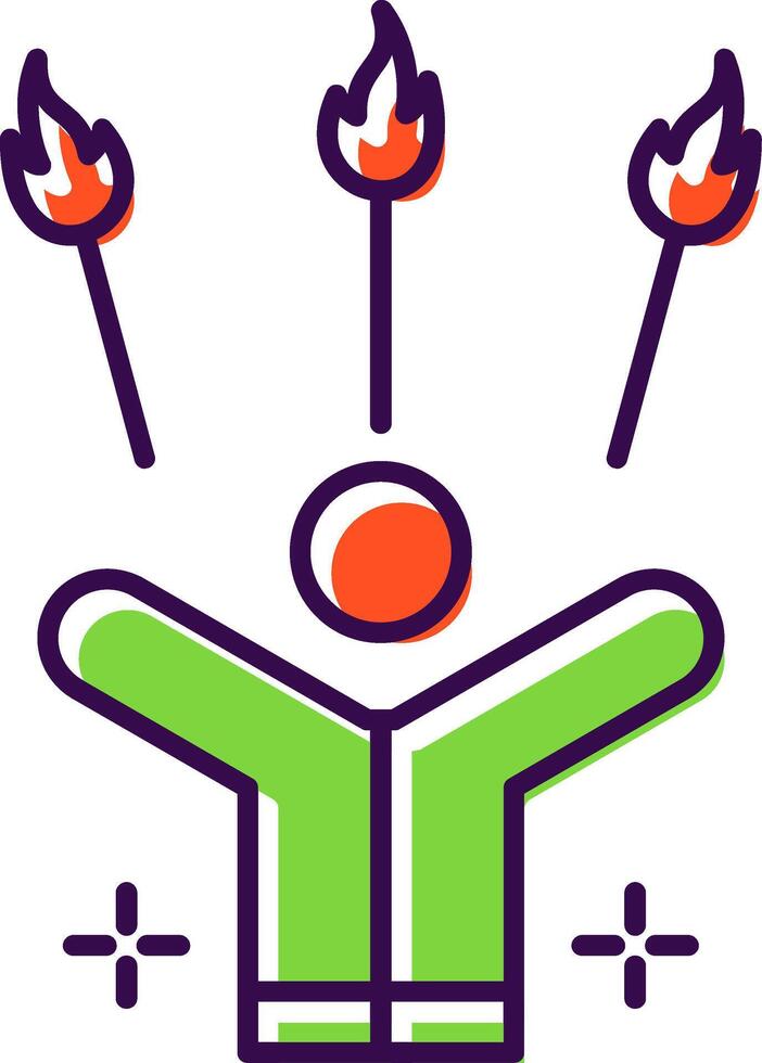 Juggling Fire Filled  Icon vector