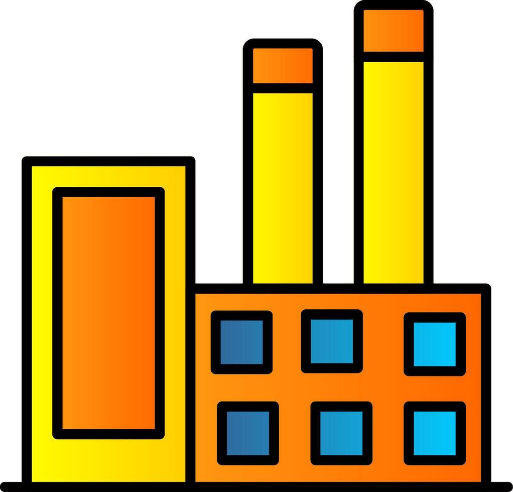 Industrial Buildings Line Filled Gradient  Icon vector