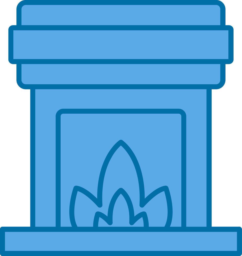 Fireplace Filled Blue  Icon vector