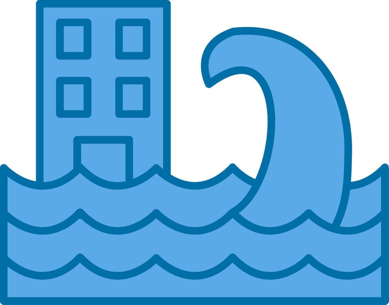 Tsunami Filled Blue  Icon vector