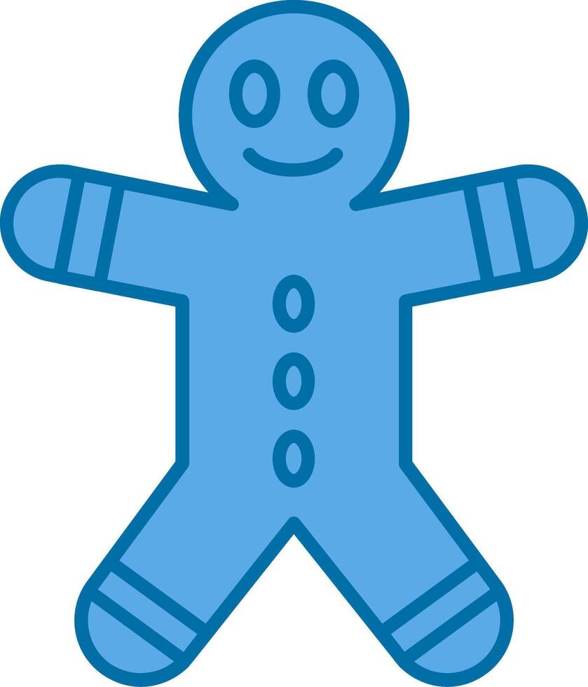 Gingerbread Man Filled Blue  Icon vector