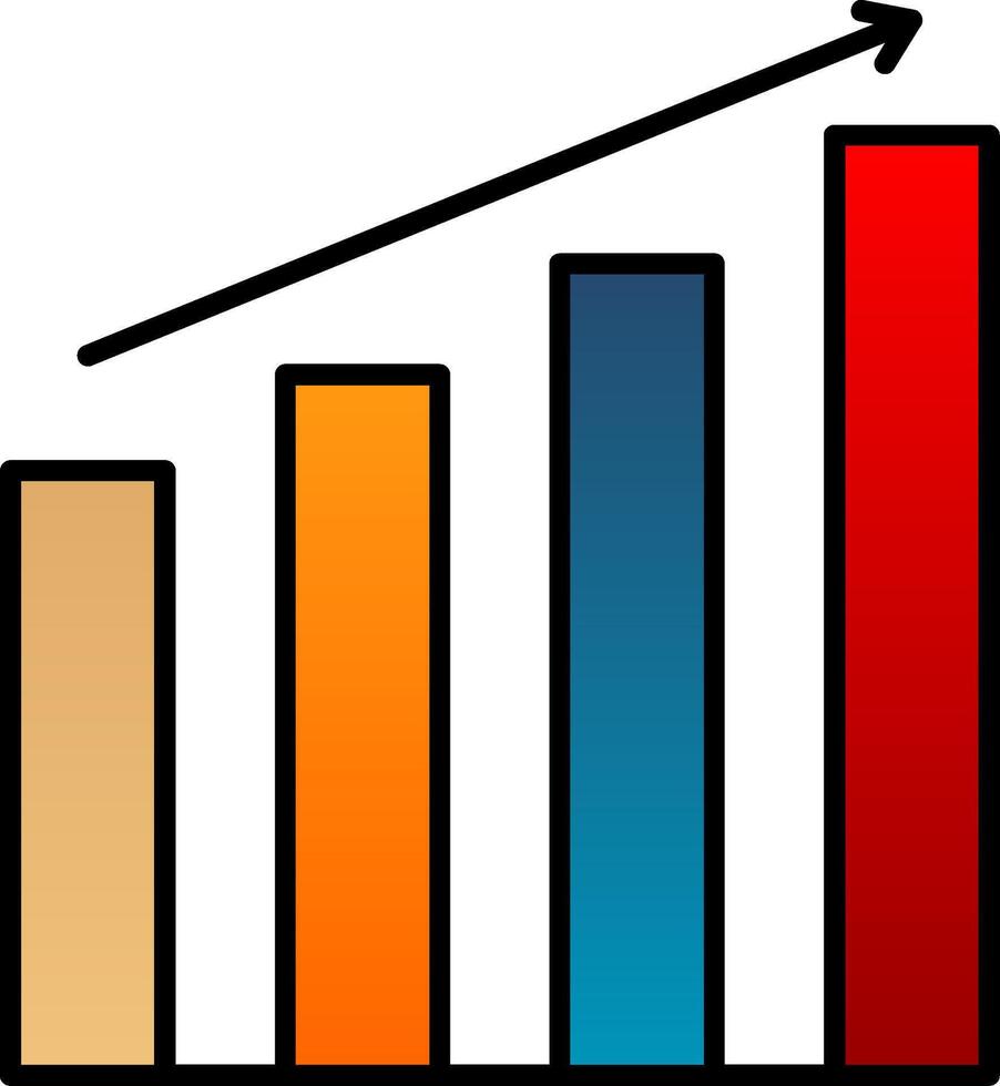 Bar Graph Line Filled Gradient  Icon vector