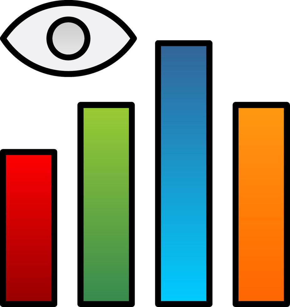 datos visualización línea lleno degradado icono vector