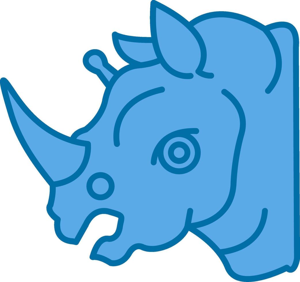 rinoceronte lleno azul icono vector
