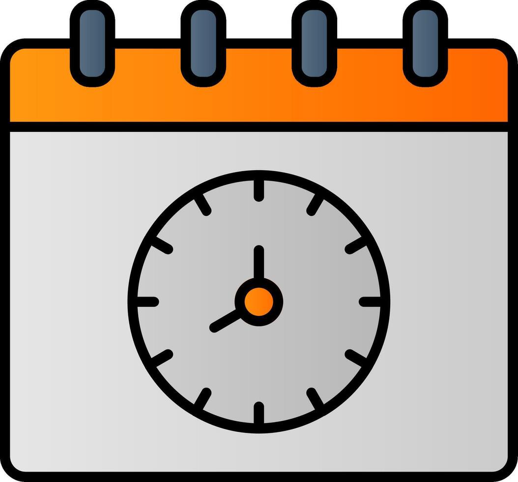 Time And Date Line Filled Gradient  Icon vector
