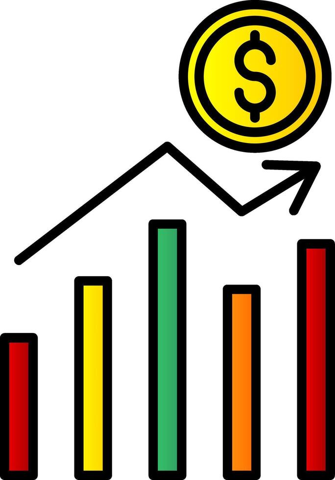 Stock Market Line Filled Gradient  Icon vector