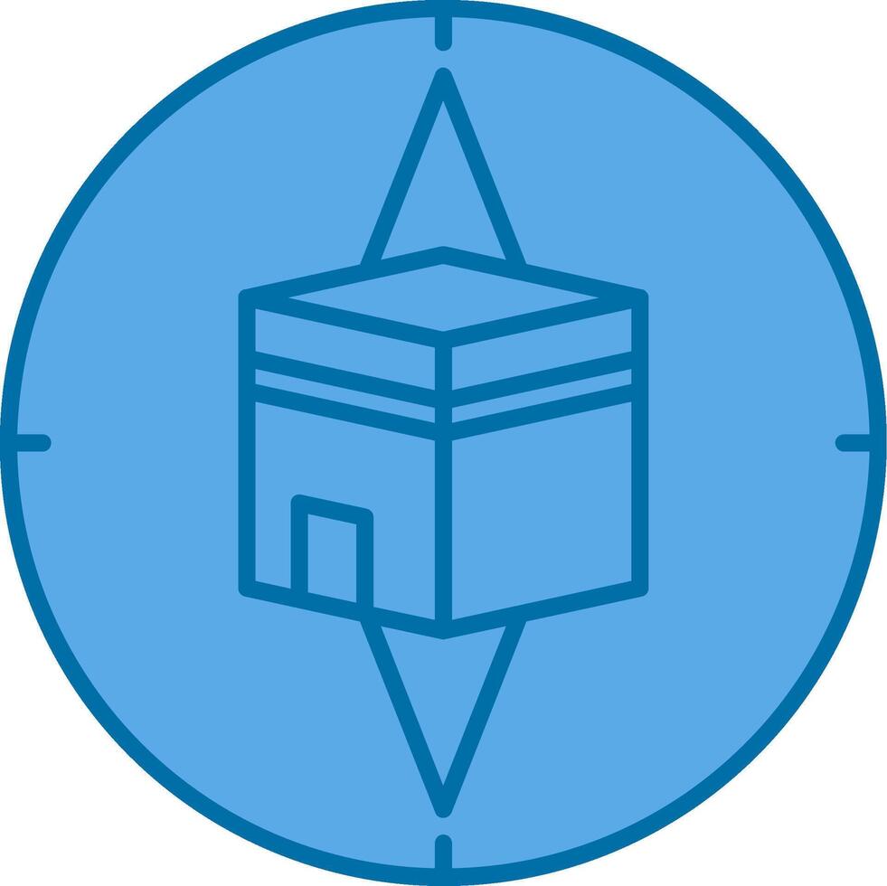 Qibla Compass Filled Blue  Icon vector