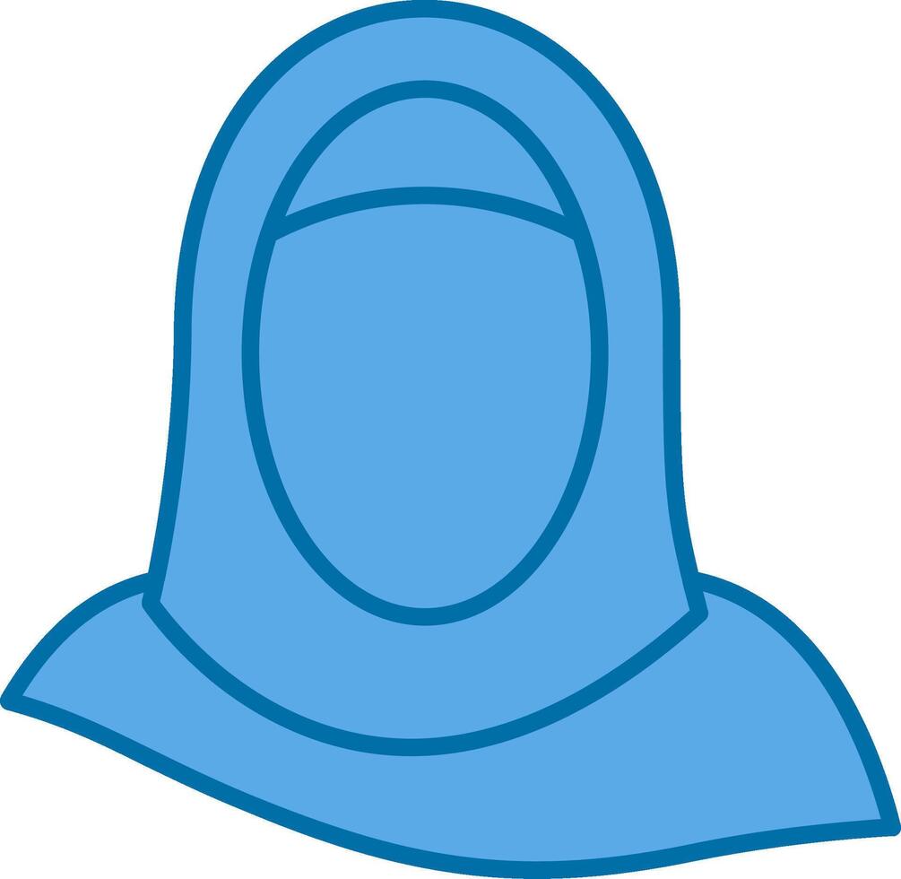 hijab lleno azul icono vector