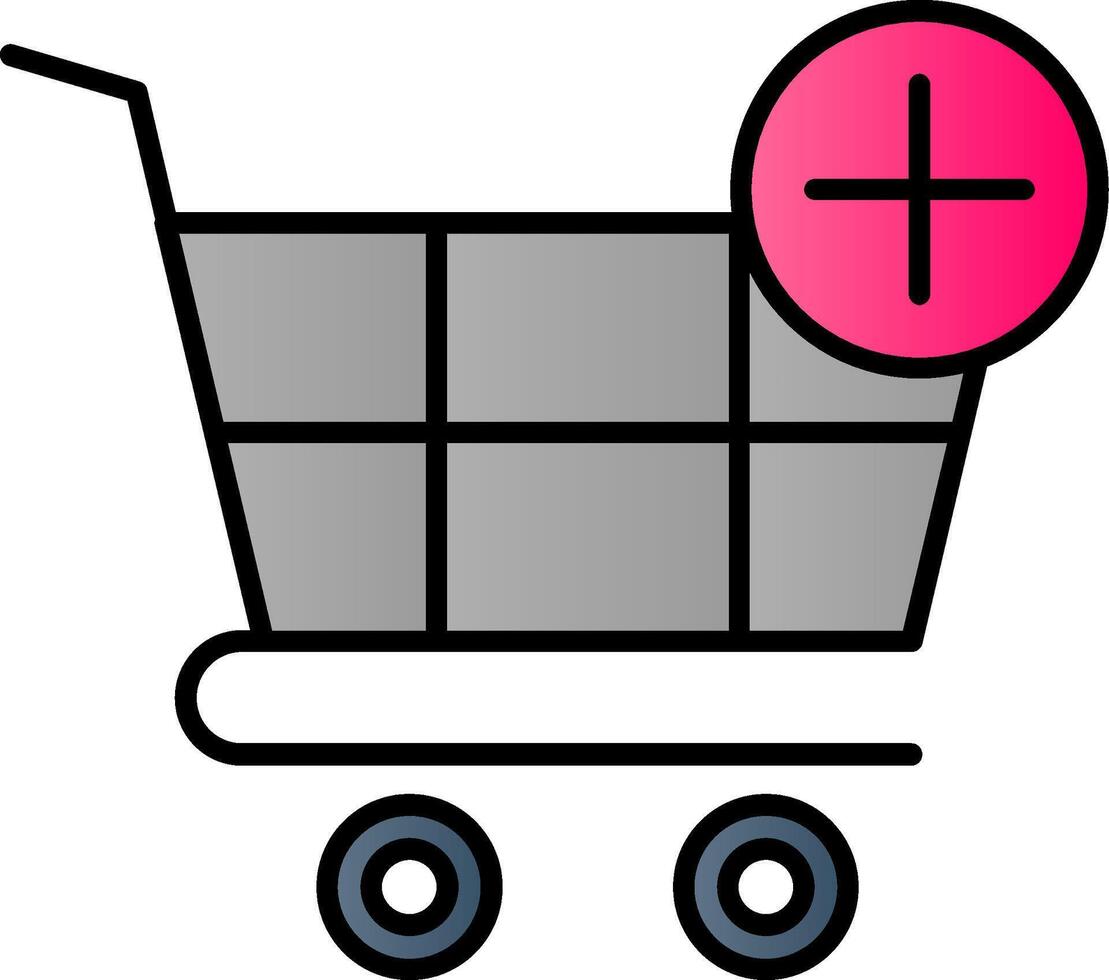 compras carro línea lleno degradado icono vector