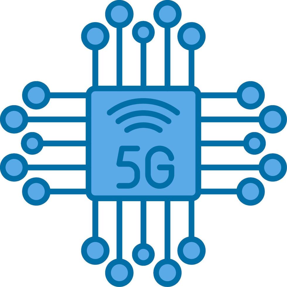 Chipset Filled Blue  Icon vector