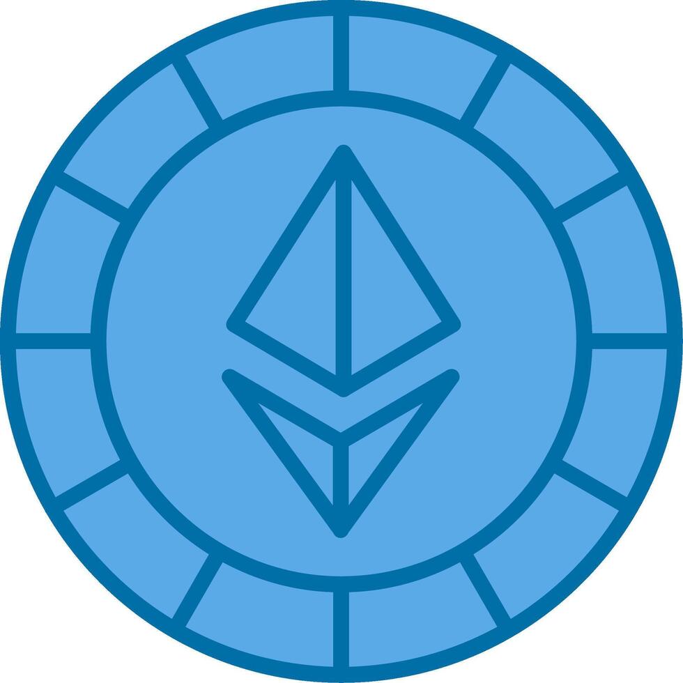 ethereum monedas lleno azul icono vector