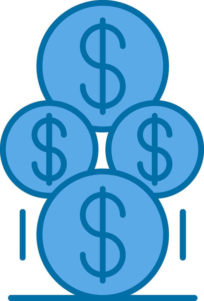 Coins Filled Blue  Icon vector