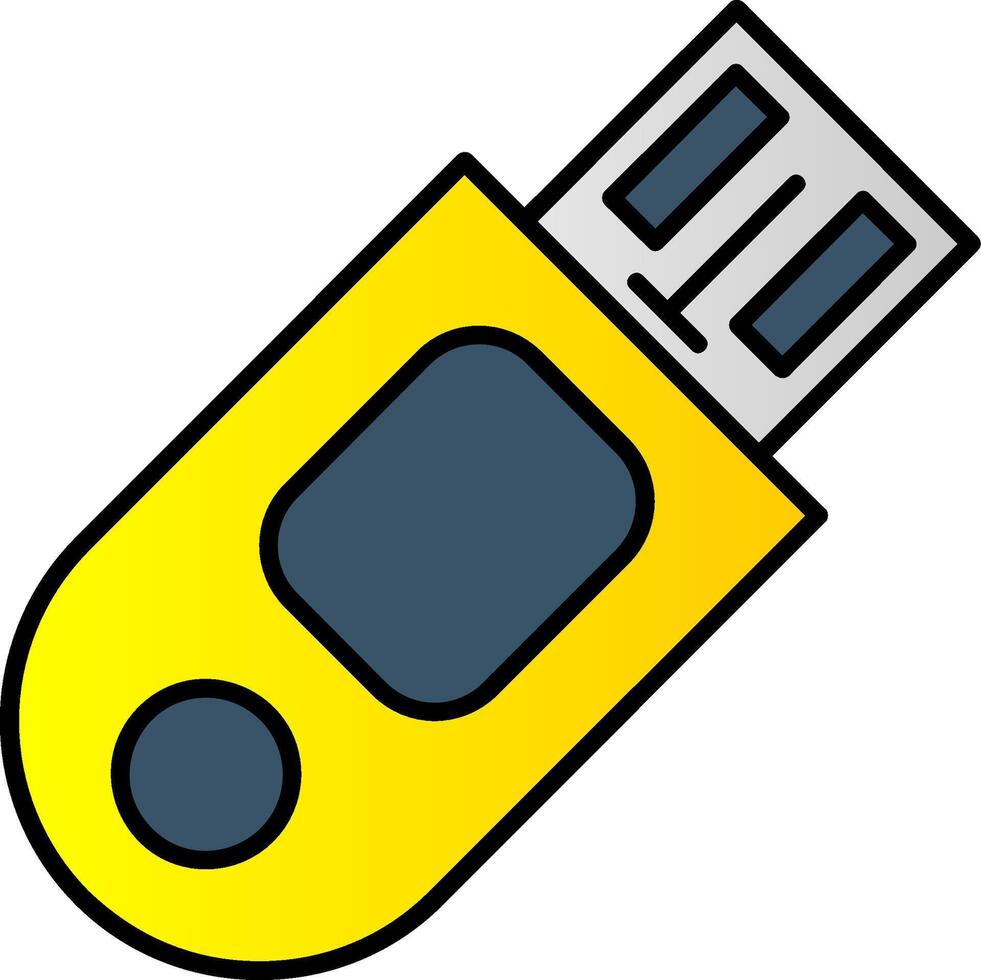 memoria USB línea lleno degradado icono vector