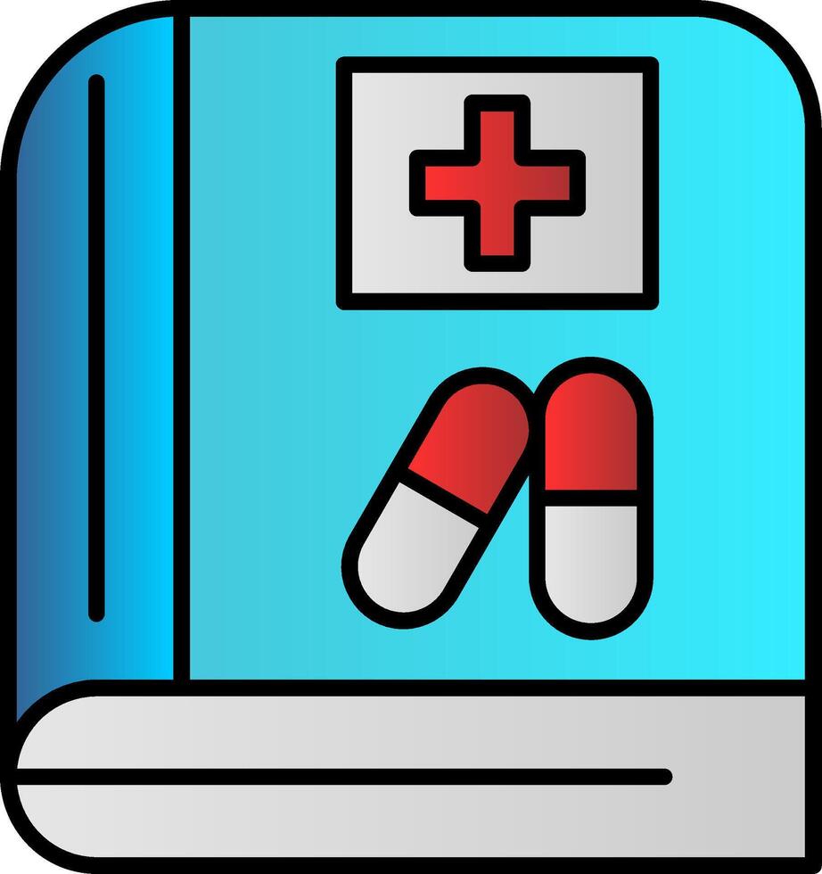 médico libro línea lleno degradado icono vector