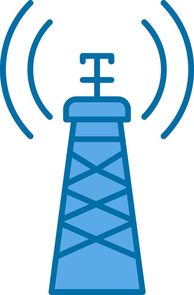 señal torre lleno azul icono vector