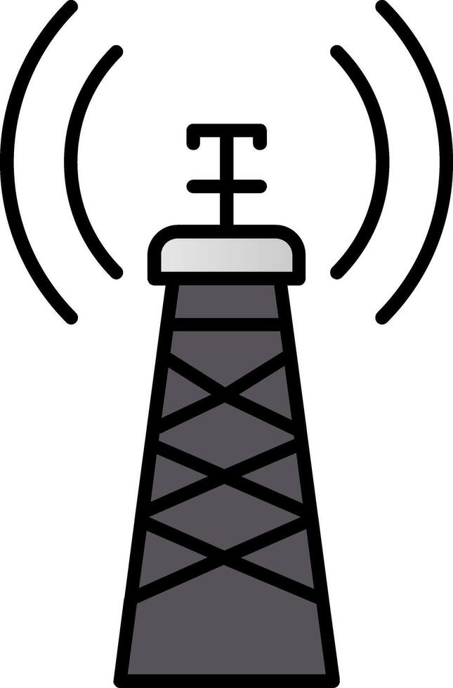 señal torre línea lleno degradado icono vector