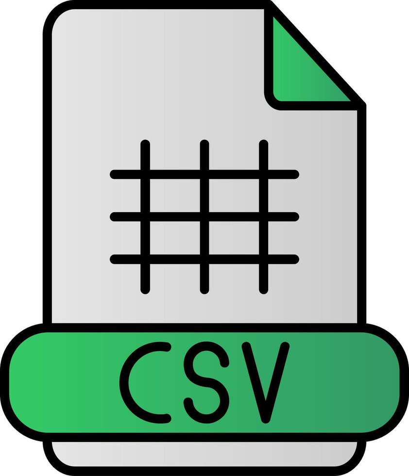 csv línea lleno degradado icono vector