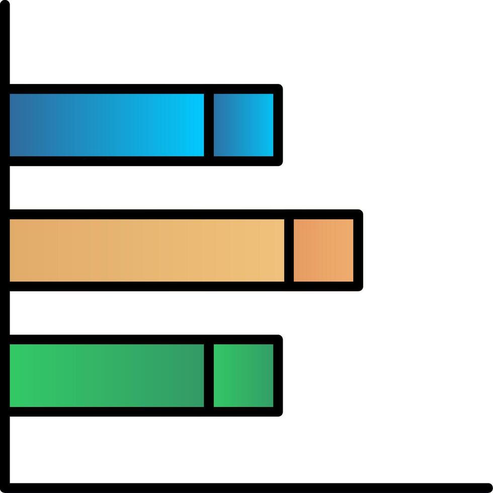 Bar Chart Line Filled Gradient  Icon vector