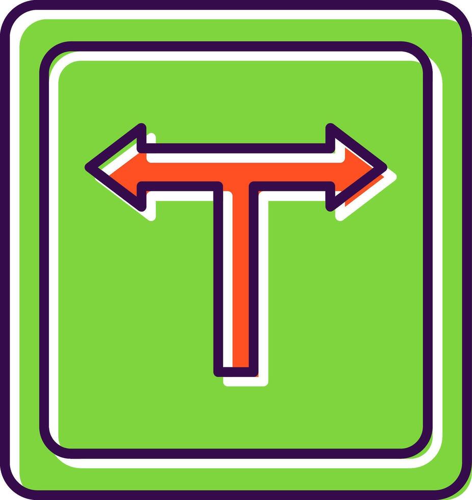 T Junction Filled  Icon vector