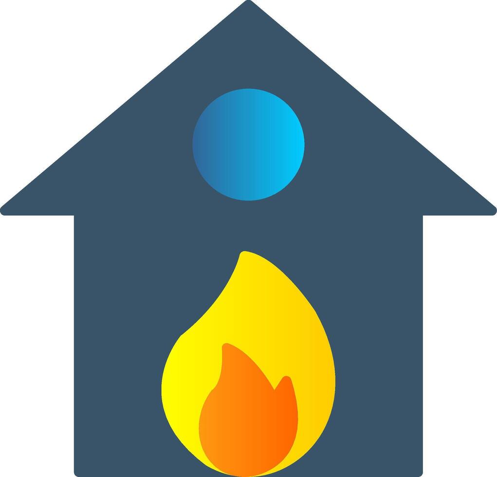Burning House Flat Gradient  Icon vector