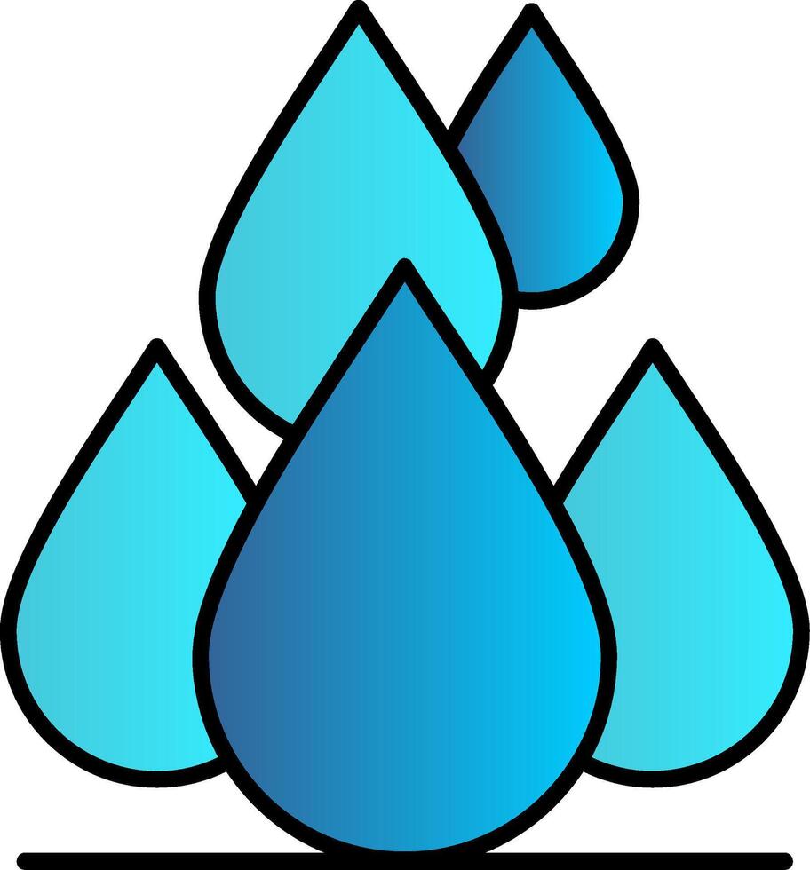 Water Drops Line Filled Gradient  Icon vector