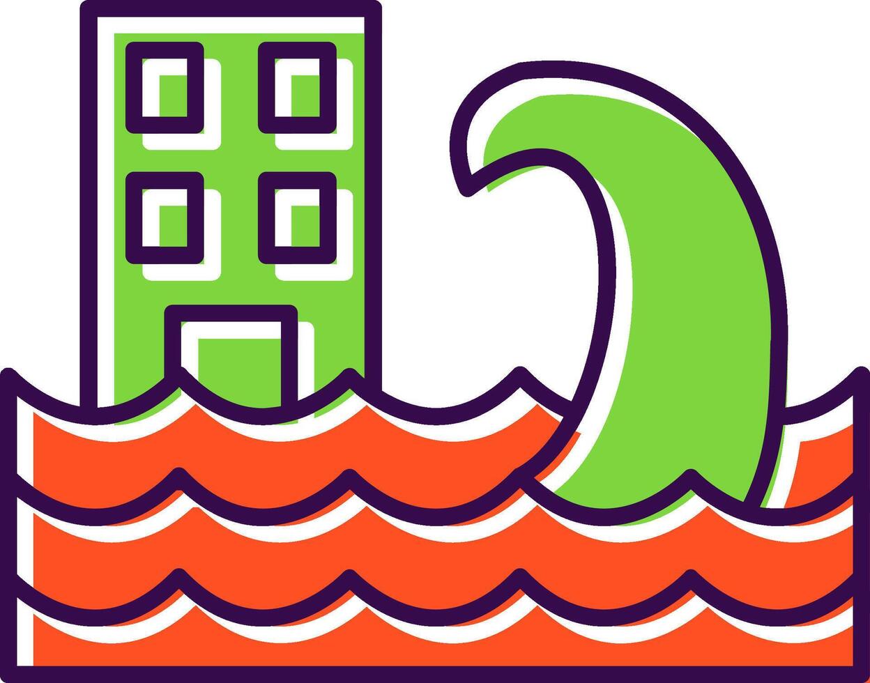Tsunami Filled  Icon vector