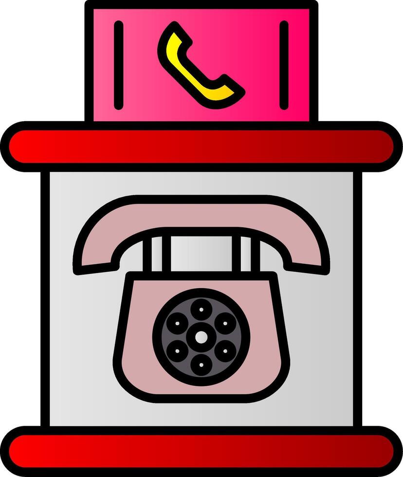 teléfono cabina línea lleno degradado icono vector