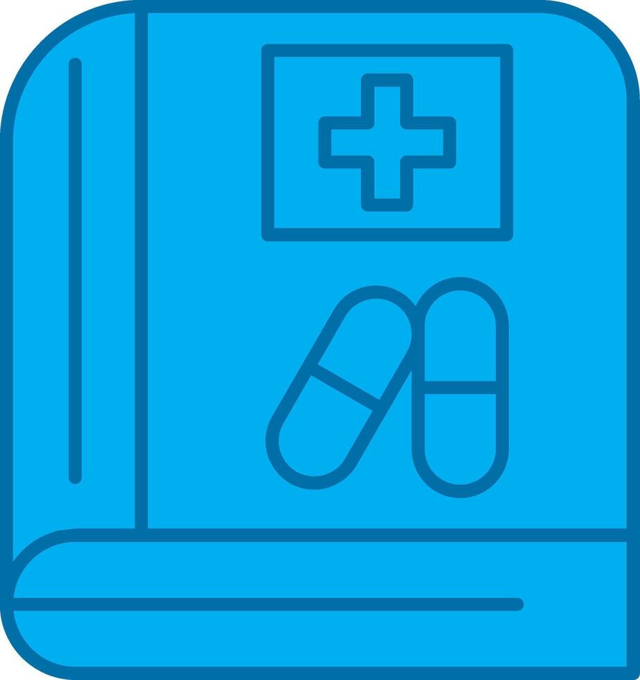 médico libro lleno azul icono vector