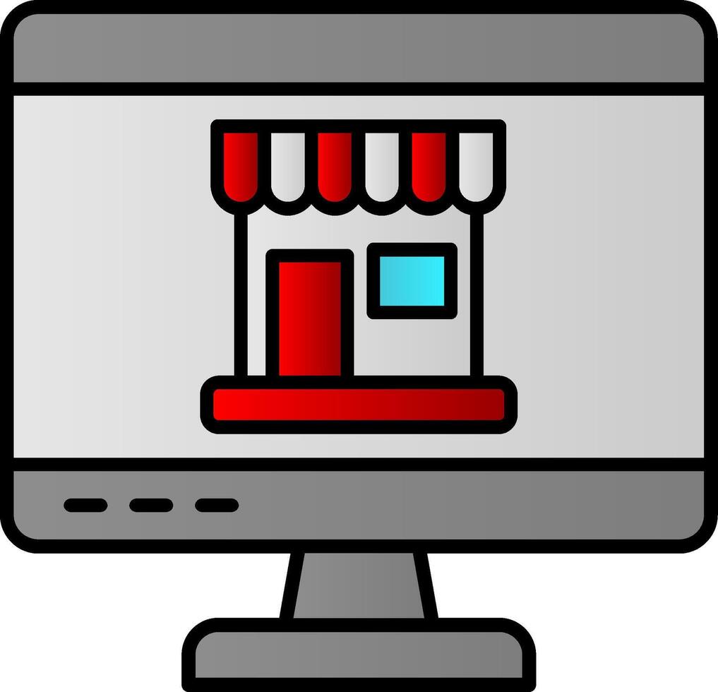 Online Shopping Line Filled Gradient  Icon vector
