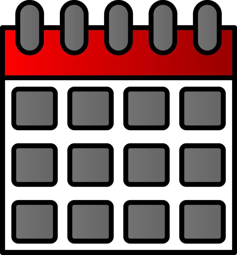 calendario línea lleno degradado icono vector